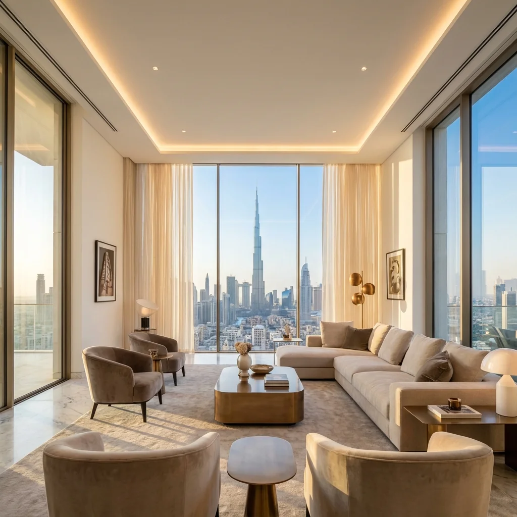 Smart lighting in a modern UAE villa